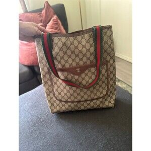 Authentic Vintage Gucci GG Monogram Supreme Sherry Web Ophidia Shopper Shoulder